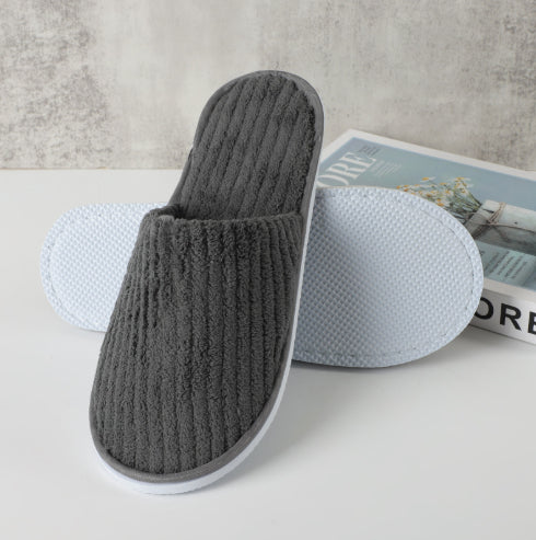 Disposable Eva Hotel Strip Coral Velvet Slippers