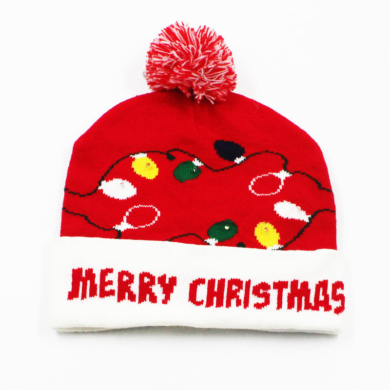 Holiday Party Christmas LED Luminous Knitted Jacquard Knitted Hat