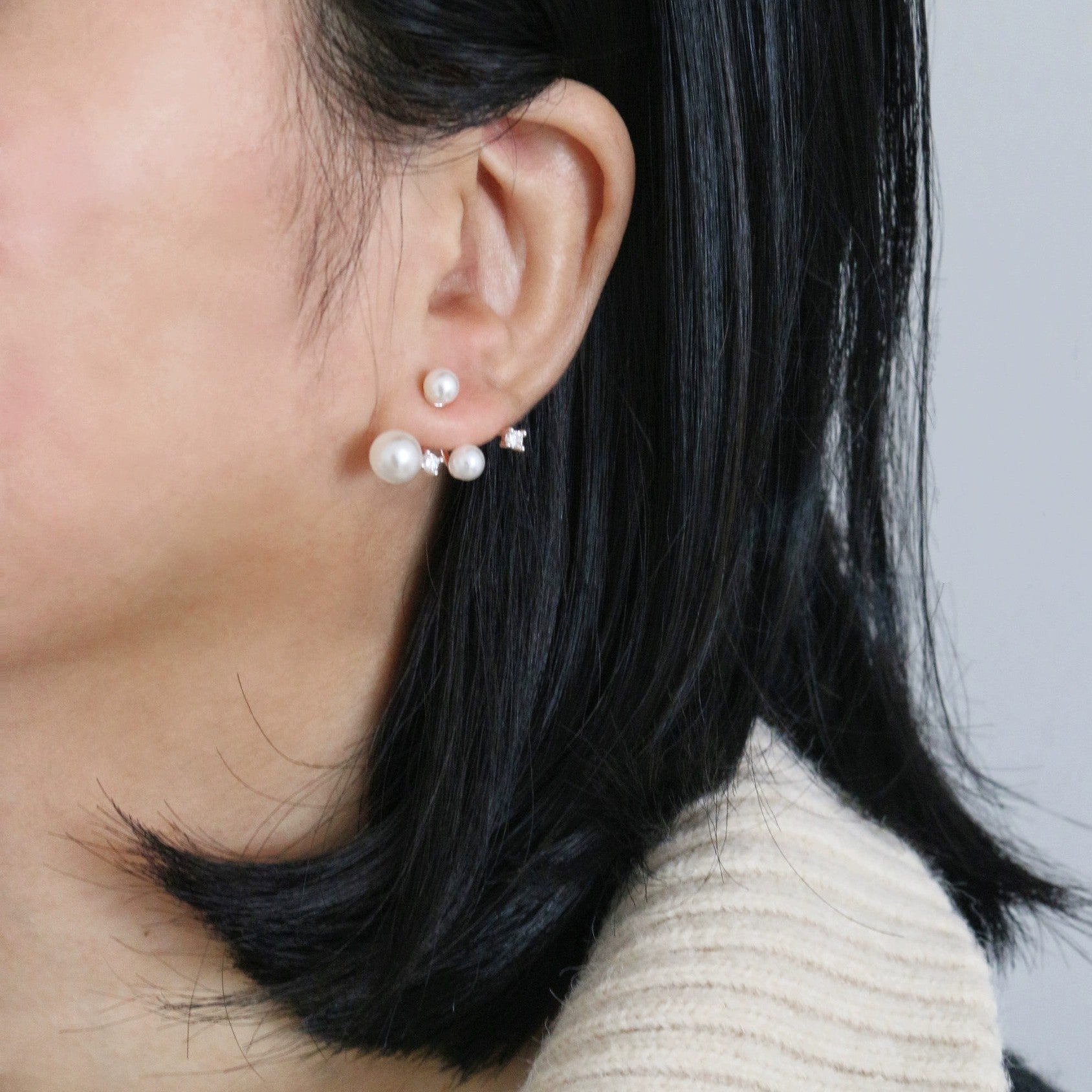 S925 Sterling Silver Starry Pearl Stud Earrings