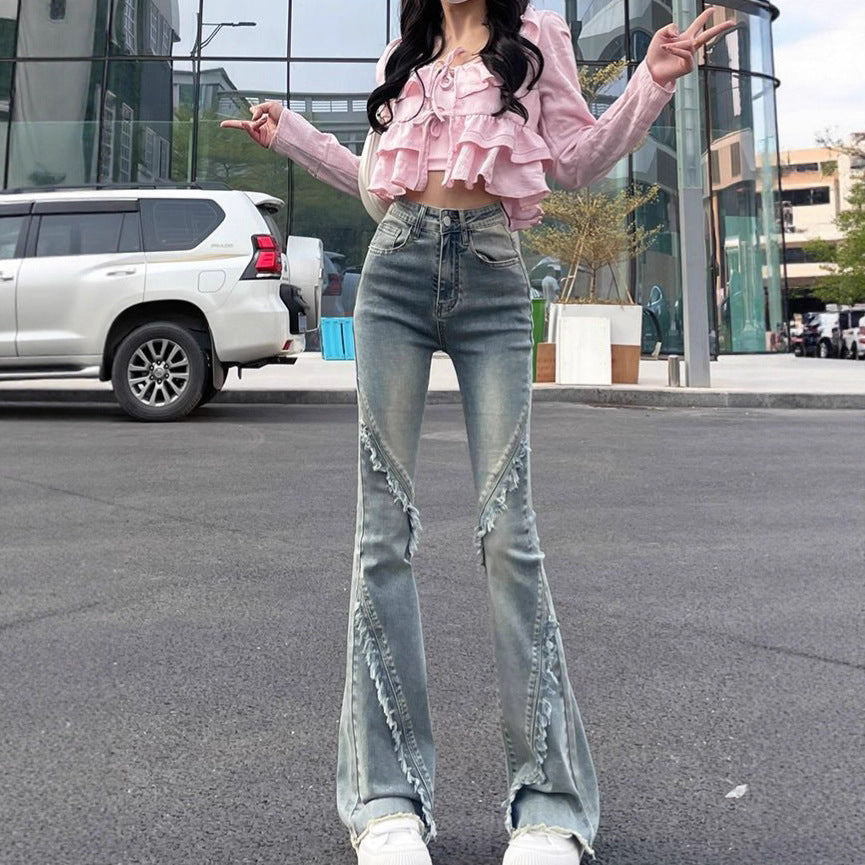 Slimming High-waisted Floor-length Flared Pants