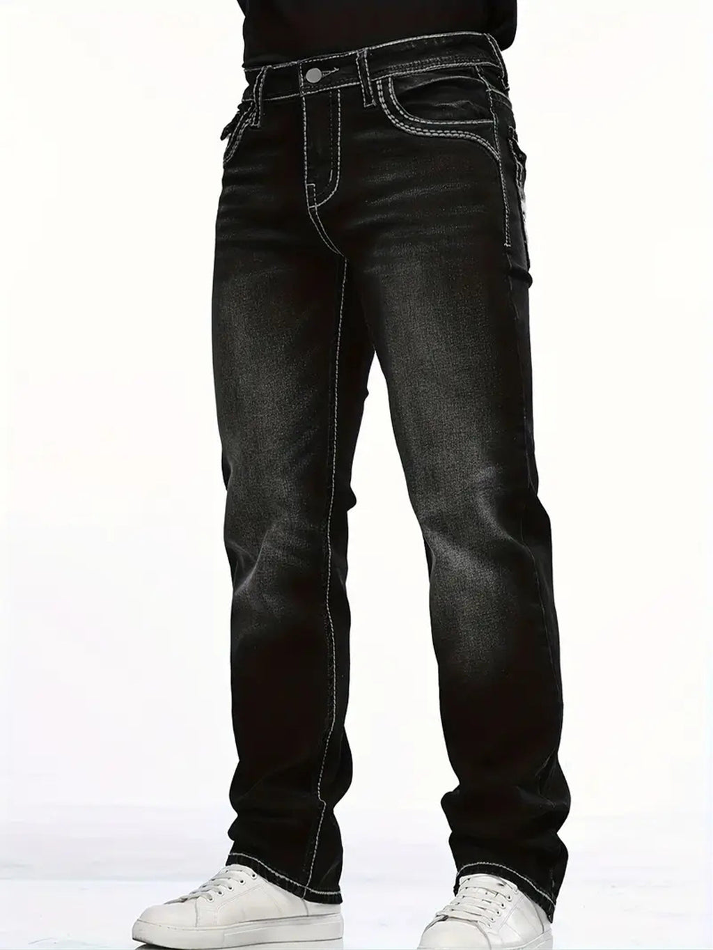 Stretch Multi-craft Slim Fit Show Thin Black Straight Men's Trousers