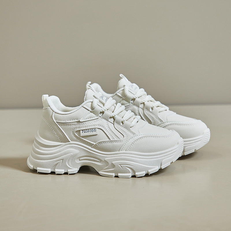 Breathable Student Sports Height Increasing Leather Low-top Shoes