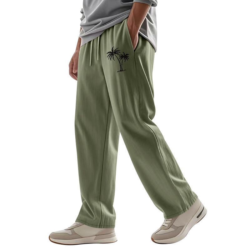 Casual Hawaiian Beach Coconut Print Trousers