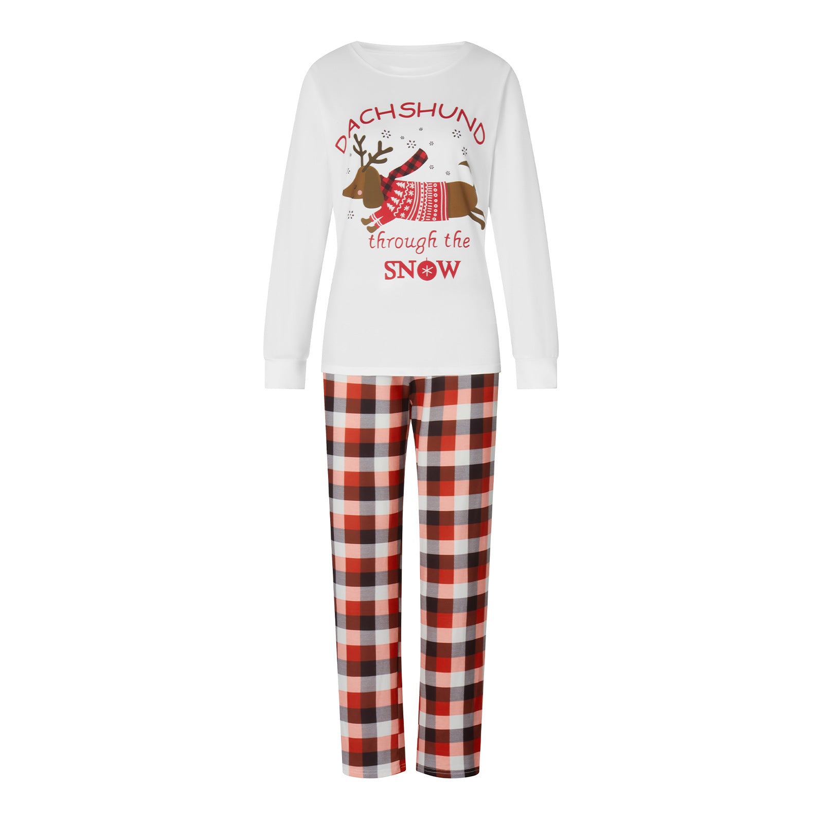 Parent-child Elk Pattern Plaid Pants Christmas Suit Long Sleeve