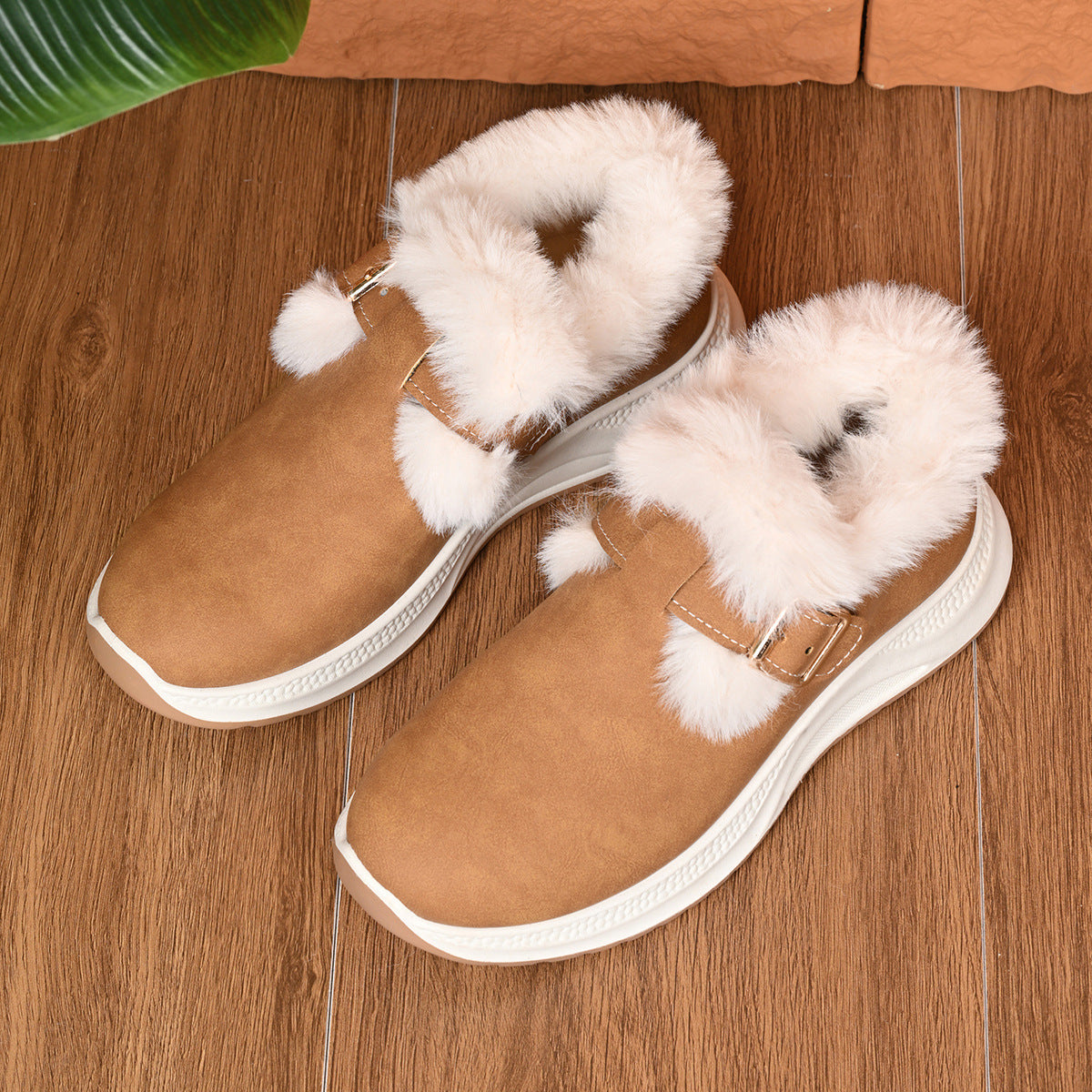 Winter Women's Fashion All-match Slip-on Thick Bottom Fluffy Cotton Shoes