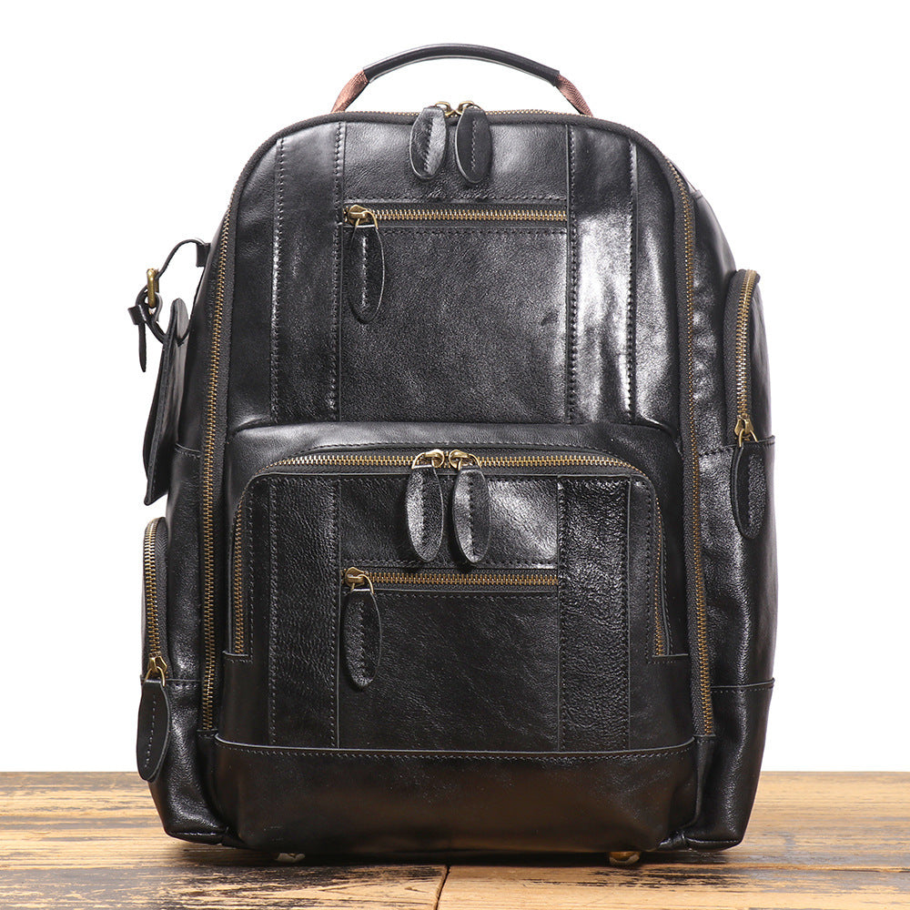Retro Leather Backpack Trolley Case