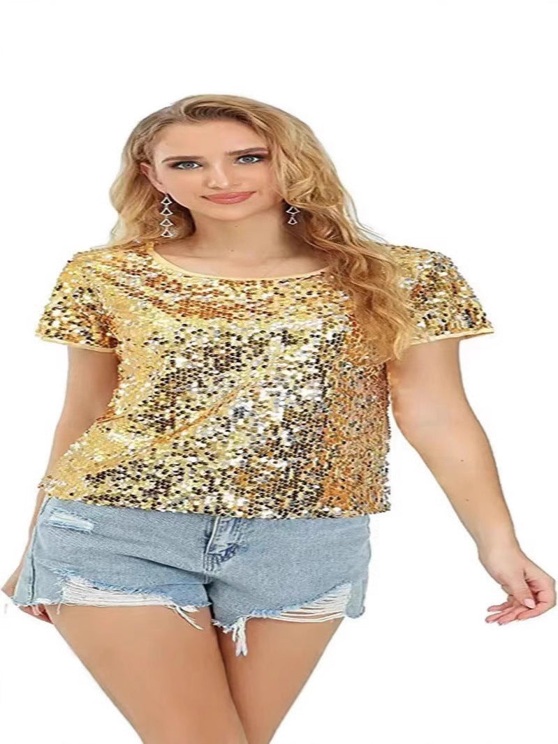 Crew-neck Fashionable Slim-fit Short-sleeve Casual Party Top
