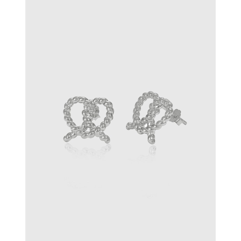 S925 Sterling Silver Stud Earrings Love Twist Cross-knotted Women