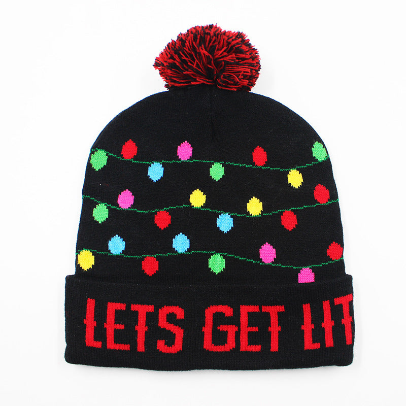 Holiday Party Christmas LED Luminous Knitted Jacquard Knitted Hat