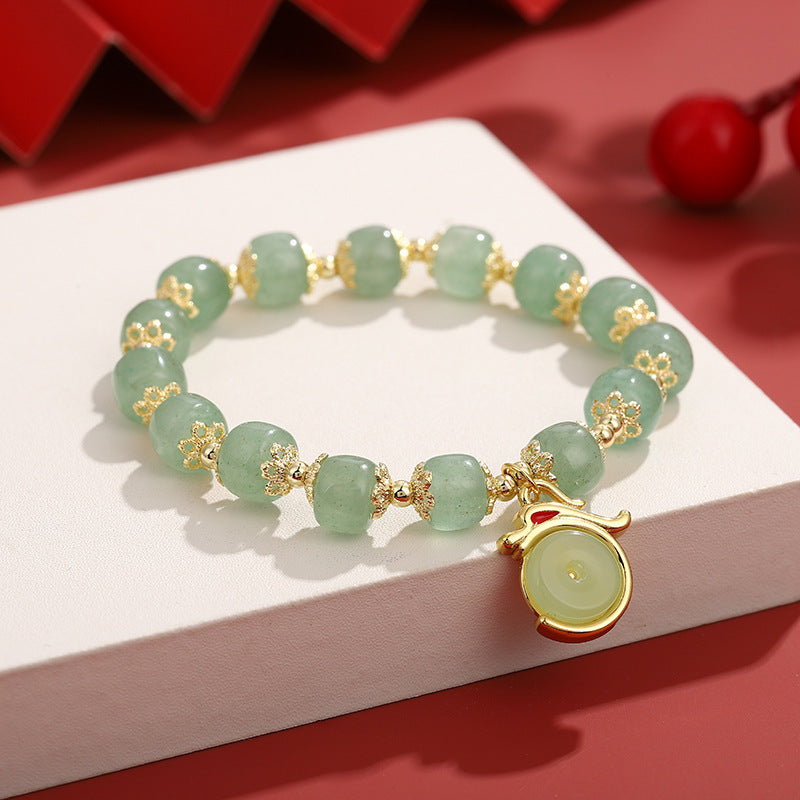 Chinese Style Beads String Bracelet Lucky Dragon Year Lucky Coin Agate Bracelet