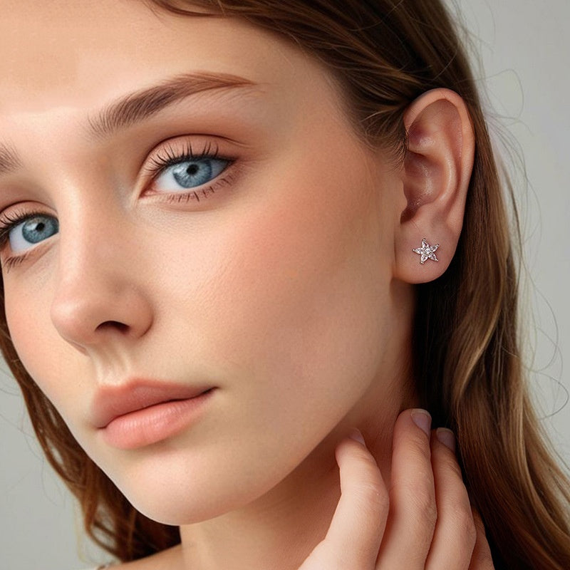 Original Shining Zircon Small Flower Ear Studs