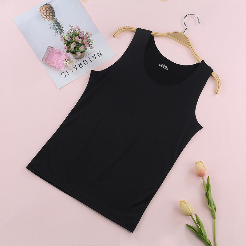 Traceless Vest Women's Summer Milk Silk Round Neck Bottoming Shirt