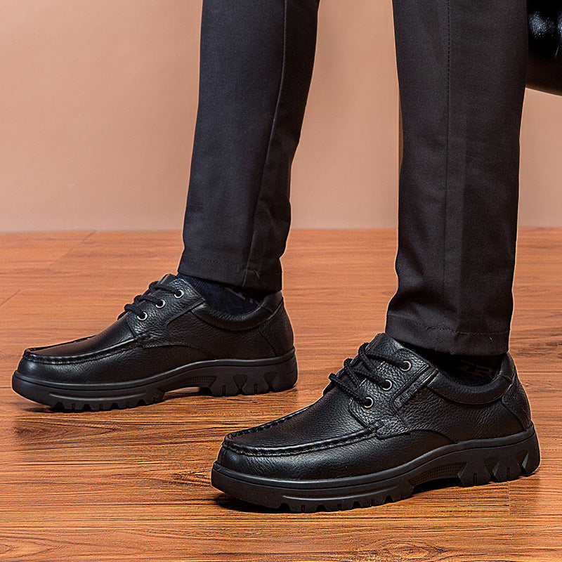 Outdoor Leather Shoes Low-cut Lace-up Casual Shoes Cowhide Work Boots