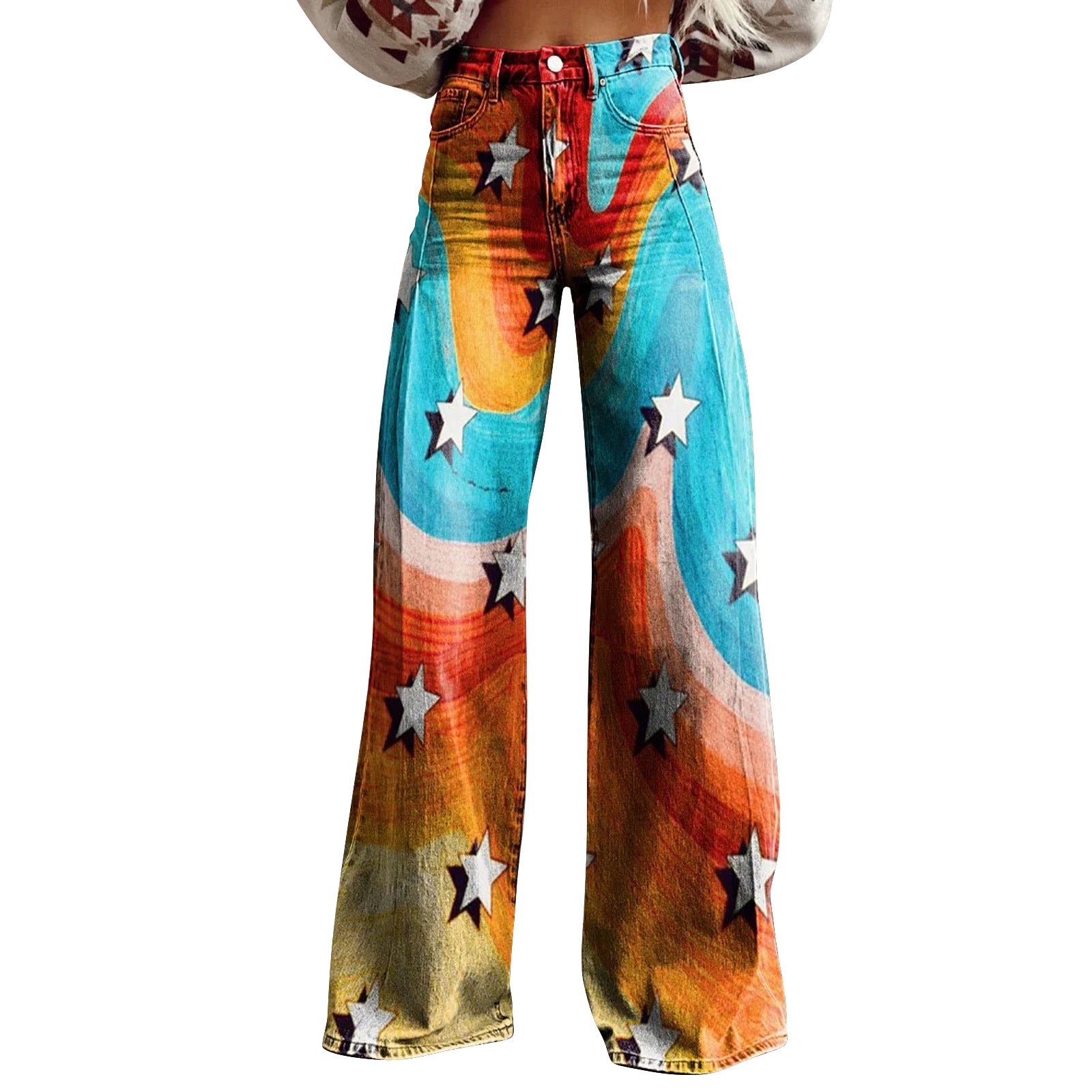 Trendy Flared Denim Jeans Made From Pure Cotton For Women