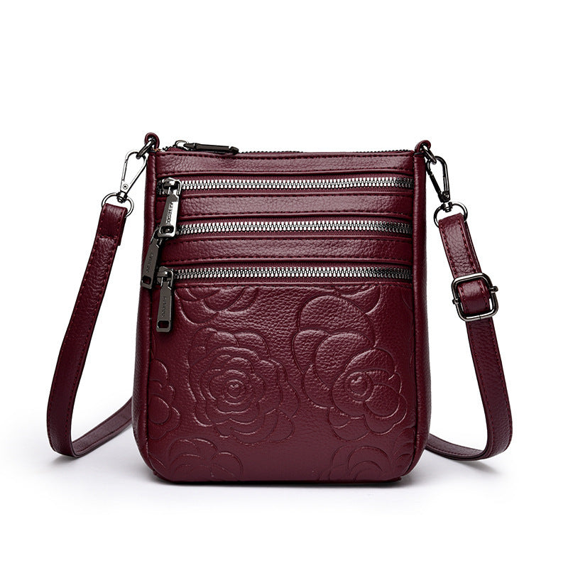 Middle-aged Lady Mother Casual Embossed Shoulder Bag Height