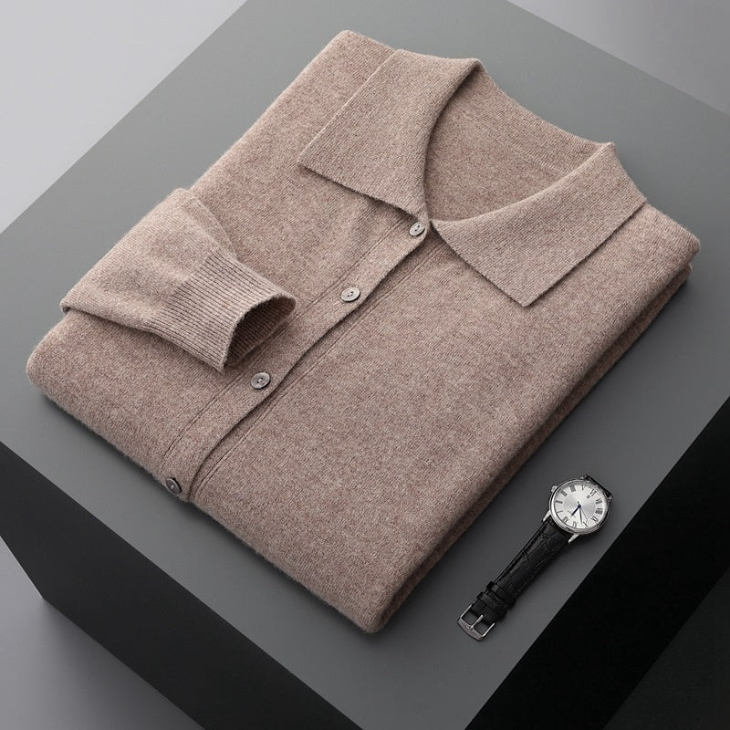 Men's Collar Button Solid Color Inner Wear Shirt