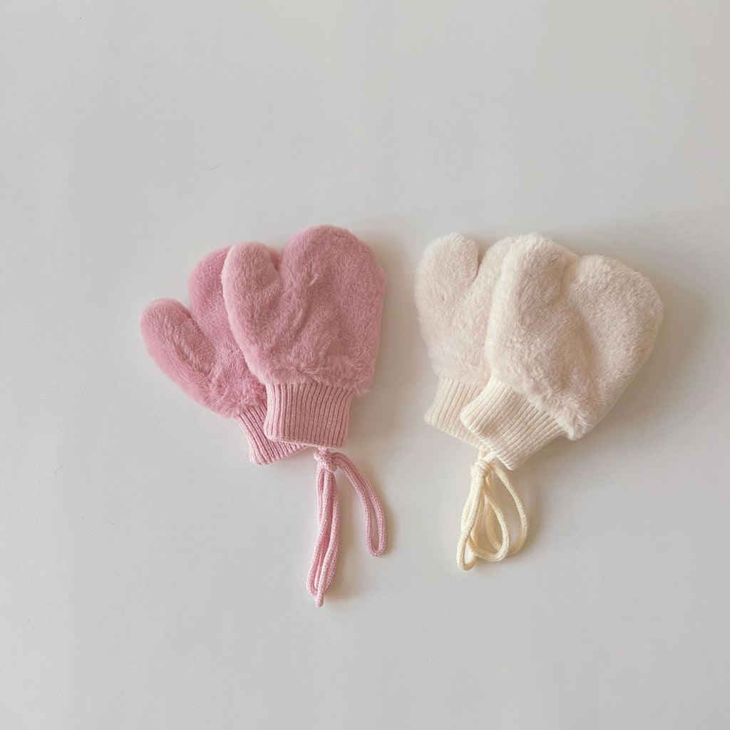 Fleece-lined Warm Finger Halter Baby Gloves