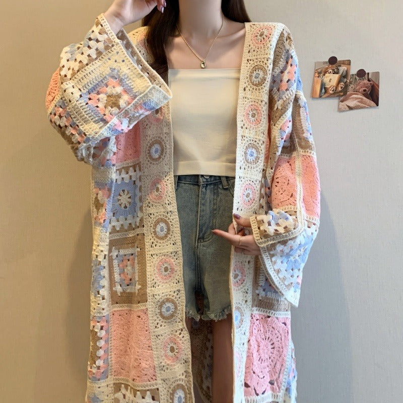 Loose Bohemian Crocheted Hollow Out Sweater Coat