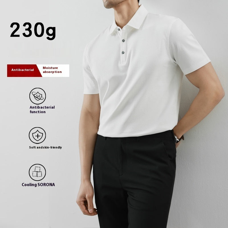 Cool Polo Shirt Men's Solid Color Polo Collar Business Casual Short-sleeved T-shirt