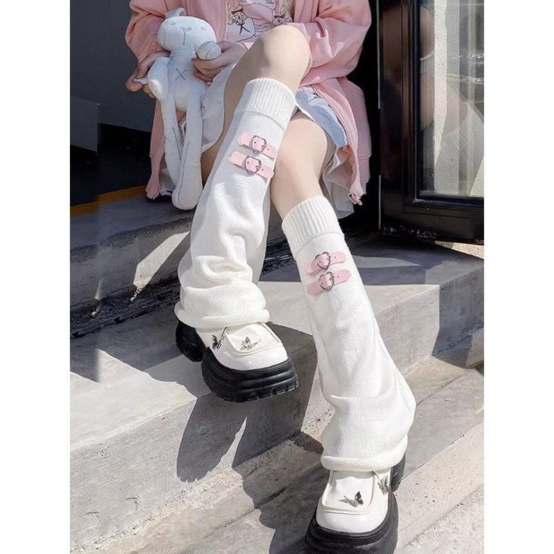 Ballet Style Mary Jane White Lace Bow Calf Socks