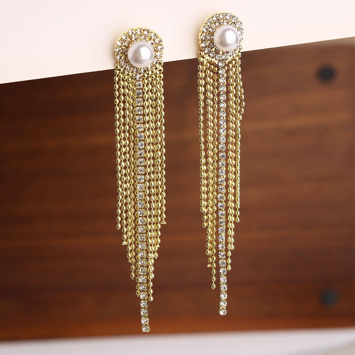 Sterling Silver Needle Light Luxury Tassel Earrings Banquet Style High-grade Long Earrings