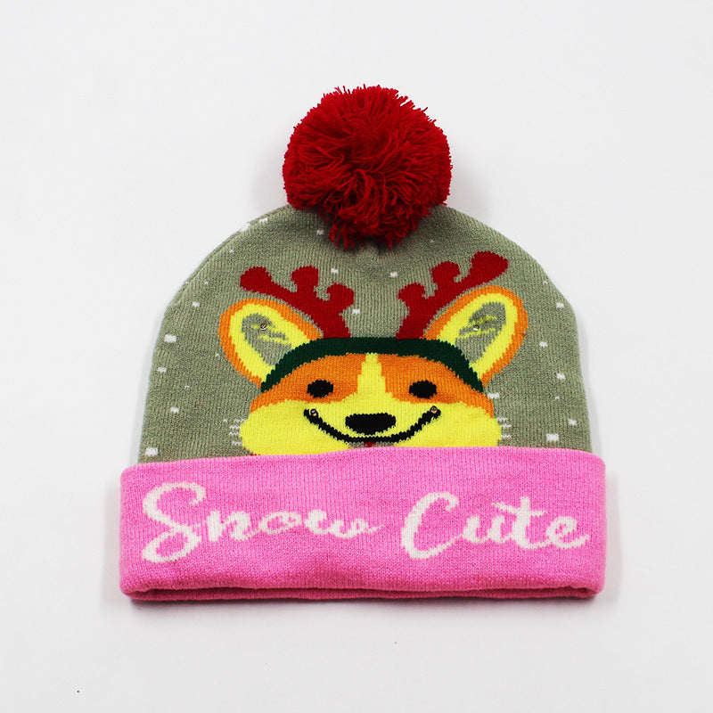 Holiday Party Christmas LED Luminous Knitted Jacquard Knitted Hat