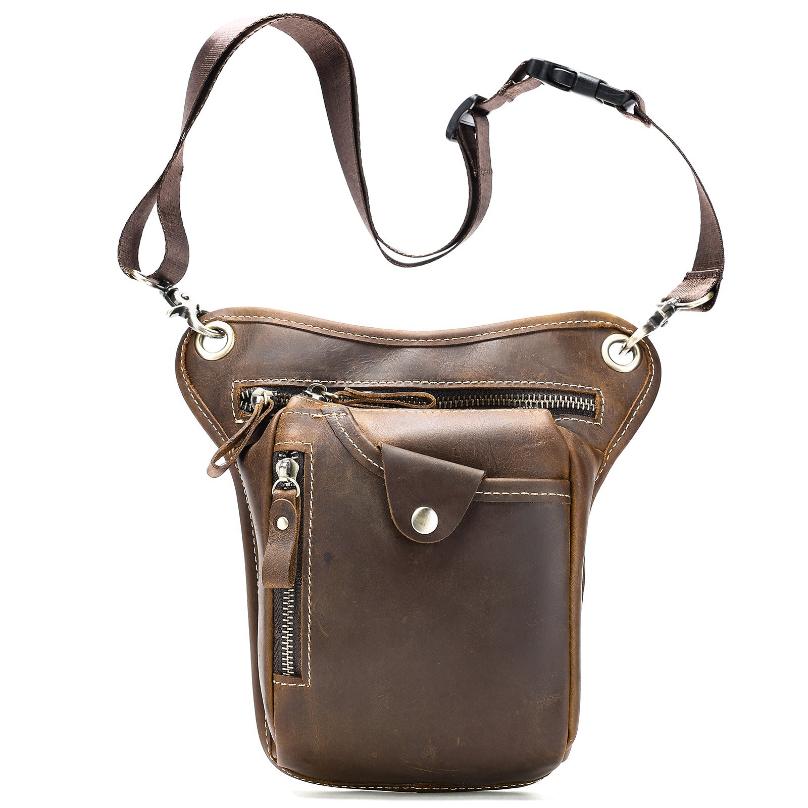 Men's Denim Leather Leg Bag Outdoor Sports