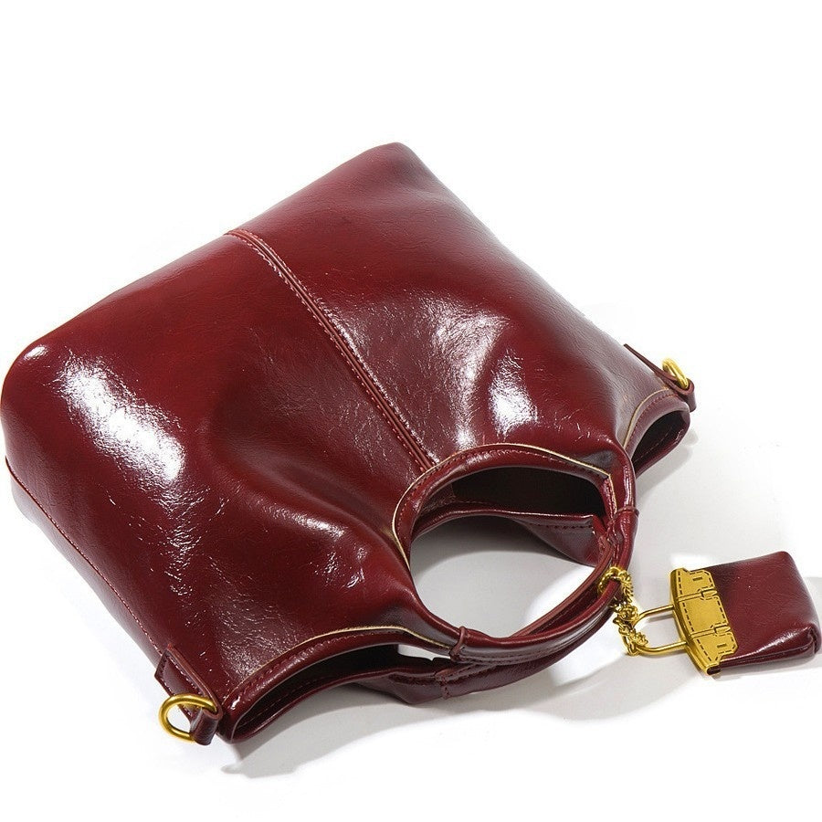 Leather Women's Bright Leather Shoulder Underarm Bag
