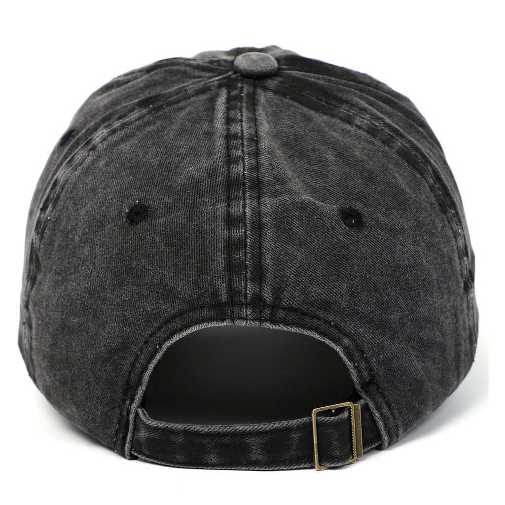 Black Cat Embroidered Washed Baseball Cap Sun Hat
