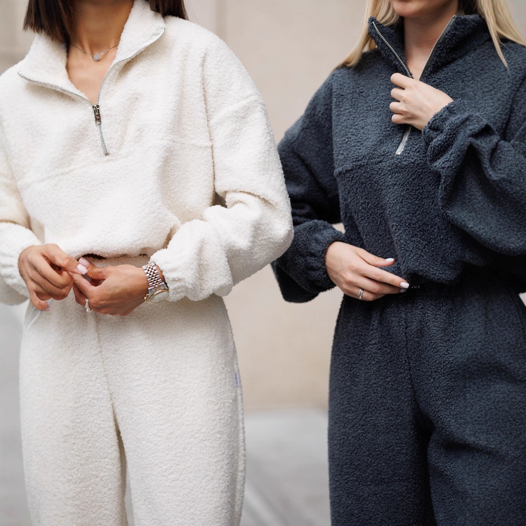 New Polar Fleece Suit Two-piece Long Sleeve Half Pull