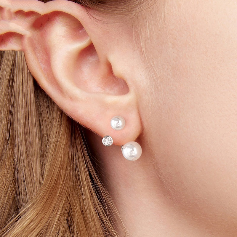 Original Design Two Ways Pearl Stud Earrings