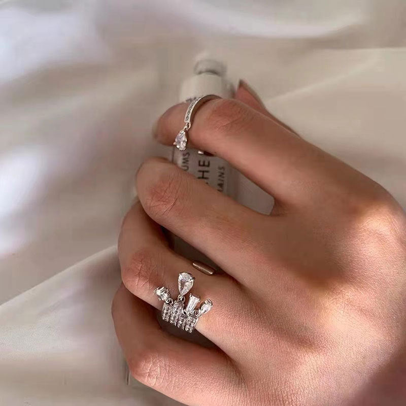 Zirconia Crystal Water Drop Zircon Geometry Rings For Women