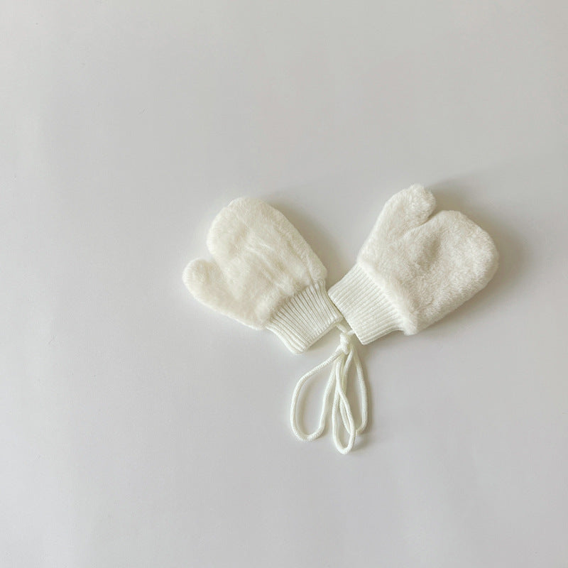 Fleece-lined Warm Finger Halter Baby Gloves