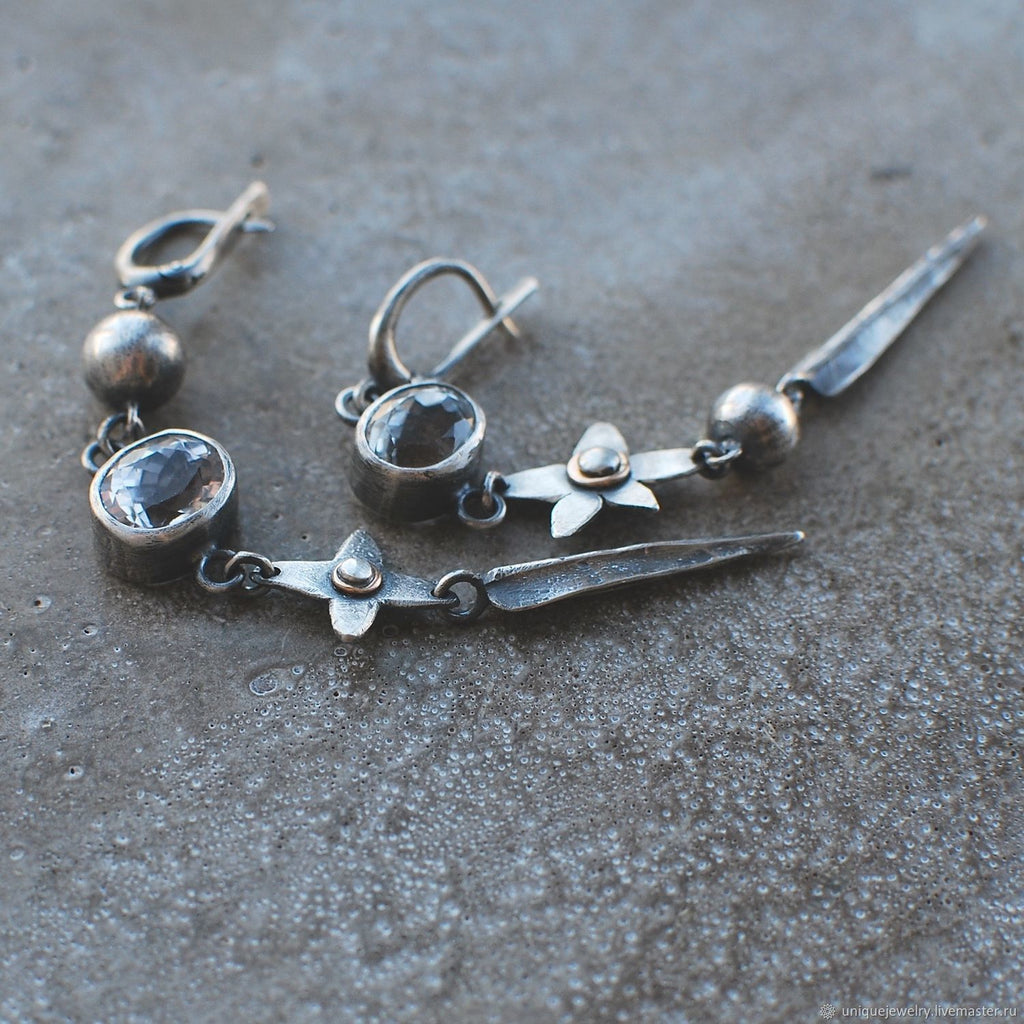 Hesheng New Geometric Ancient Silver-plated Long Rhinestone XINGX Pendant Earrings