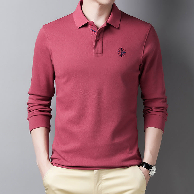 Men's Polo Shirt Korean Version Lapel Embroidery Long Sleeves