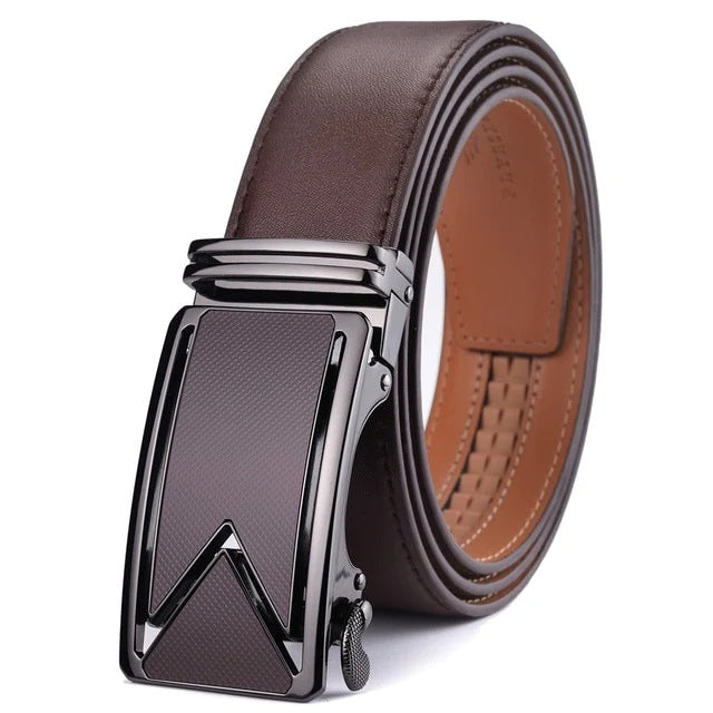 Genuine Leather Men's M Letter Comfort Click Belt Business New