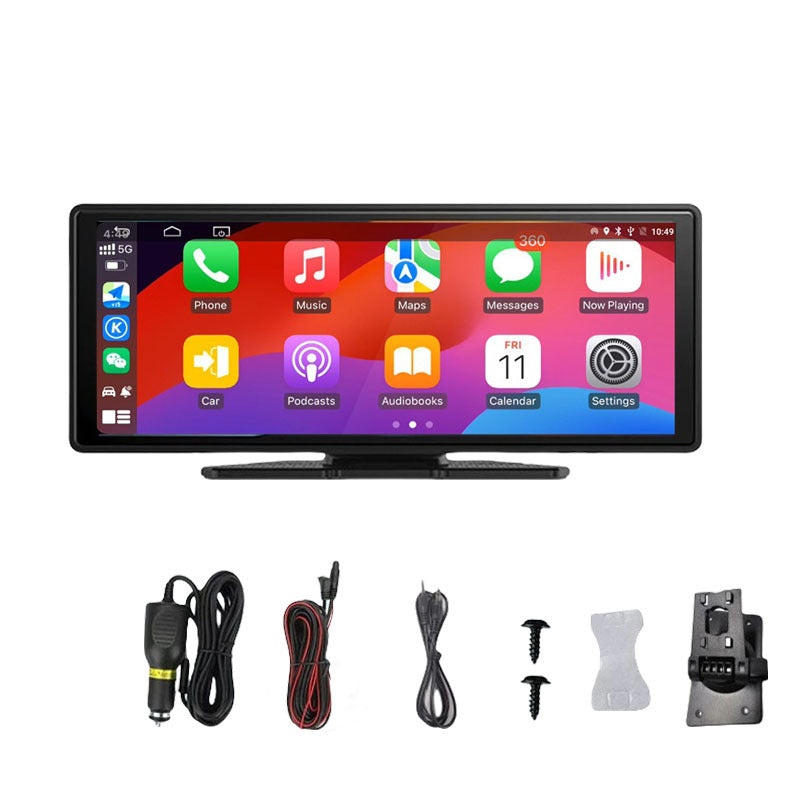 Portable 1136-inch GPS-enabled Wireless CarPlay Dash Cam With Screen Mirroring