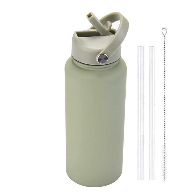 Sports Stainless Steel Large Capacity Straw Warm-keeping Water Cup