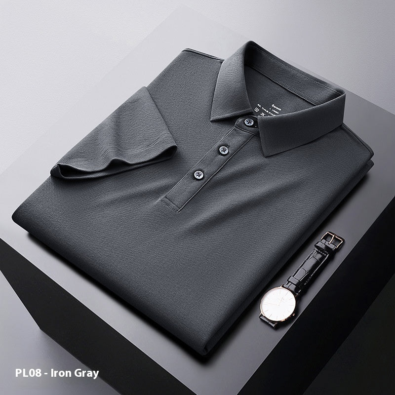 Cool Polo Shirt Men's Solid Color Polo Collar Business Casual Short-sleeved T-shirt