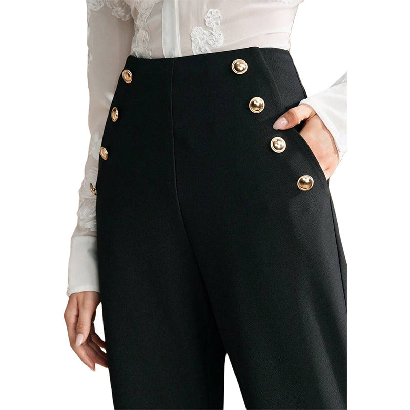 High Waist Flared Air Slimming Draped Pants Women