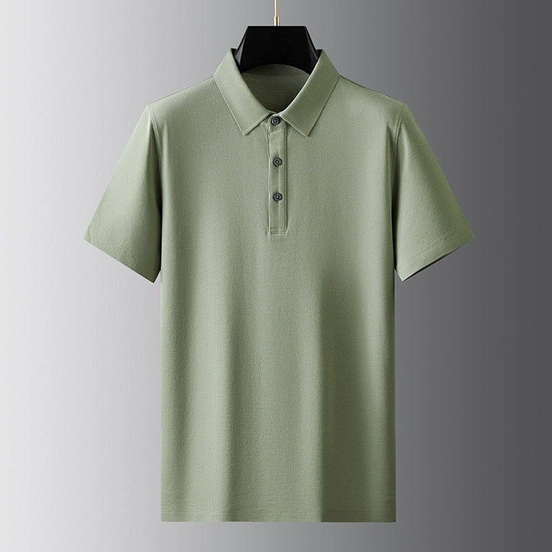 Cool Polo Shirt Men's Solid Color Polo Collar Business Casual Short-sleeved T-shirt