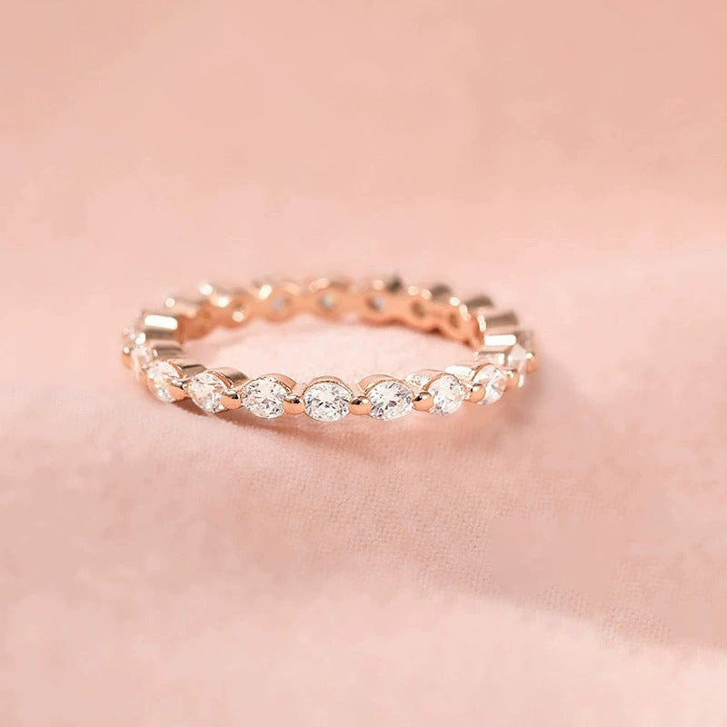 Zirconium Silver Simple Stacked Ring