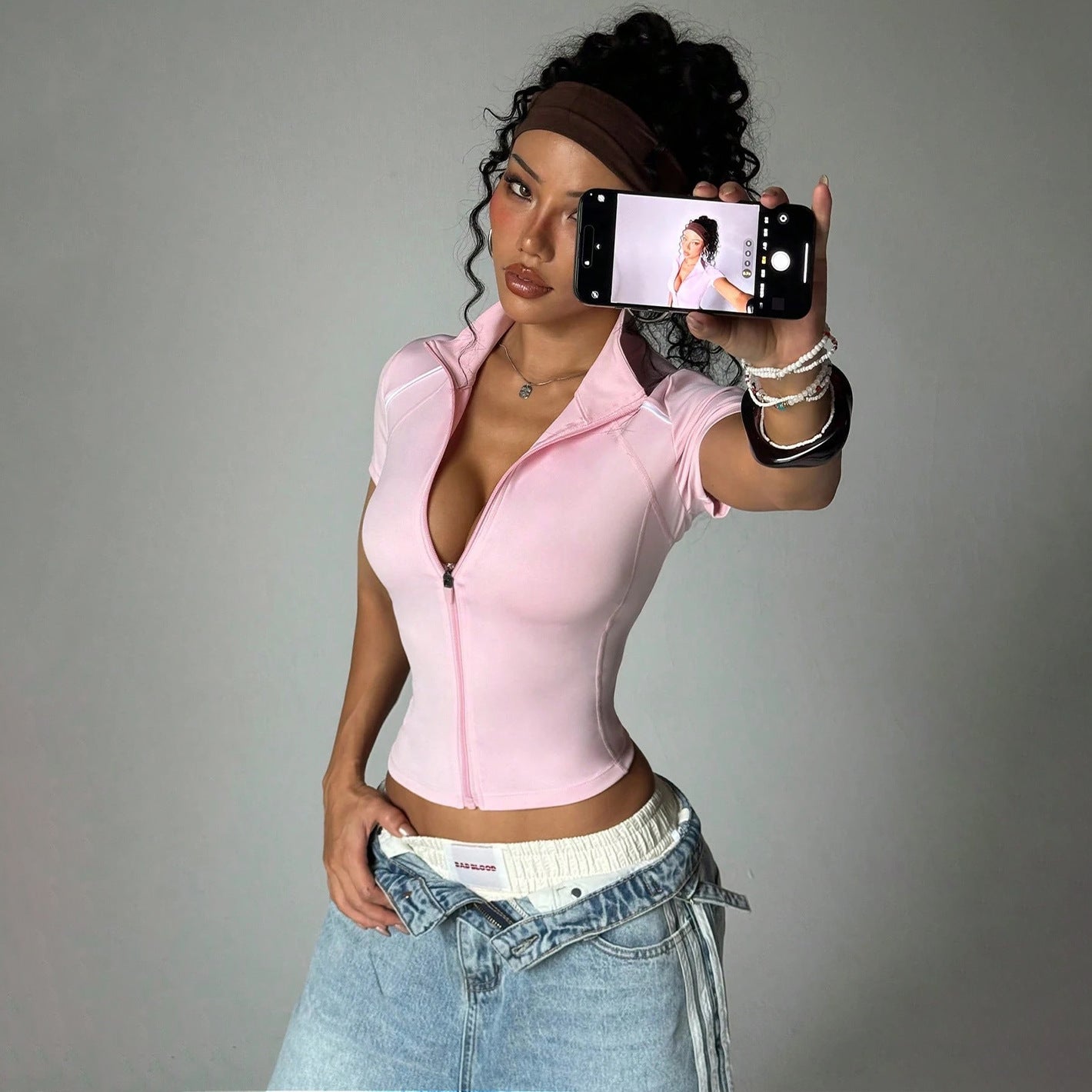 Women's Short Contrast-color Yoga And Fitness Jacket