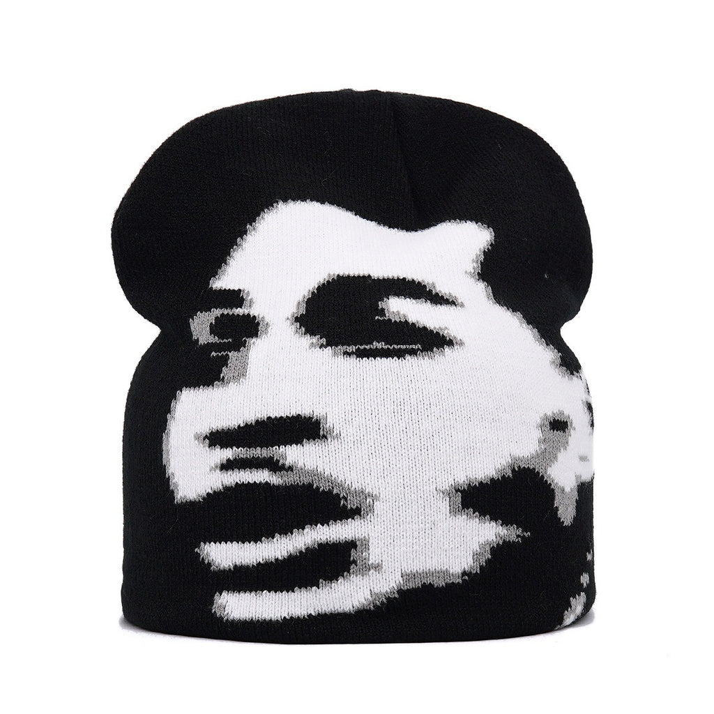 Autumn And Winter Knitting Portrait Jacquard Warm Wool Hat