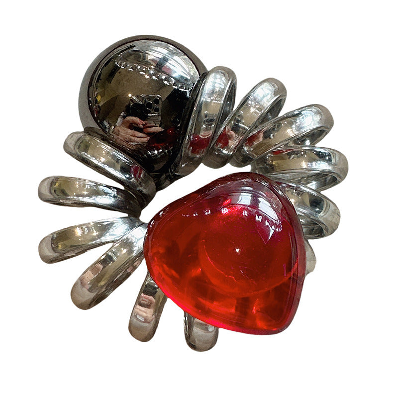 Simple Graceful Red Love Phone Line Hair Ring