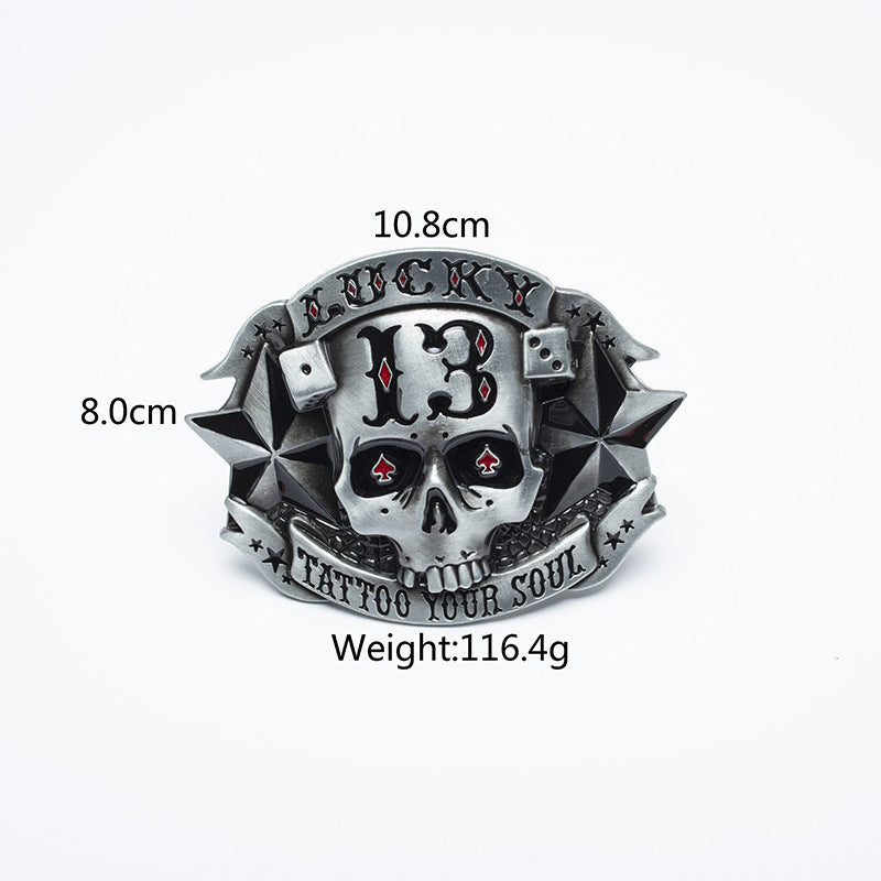 Trendy Men's Leather Belt Skull Skateboard Buckle