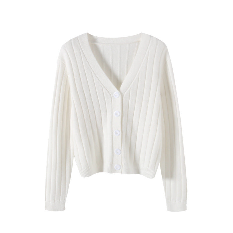 V-neck Sweater Sweater Thin Cardigan Jacket Top For Women