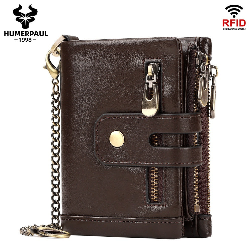 Men's Fashion Personality Tri-fold Multi-color Wallet