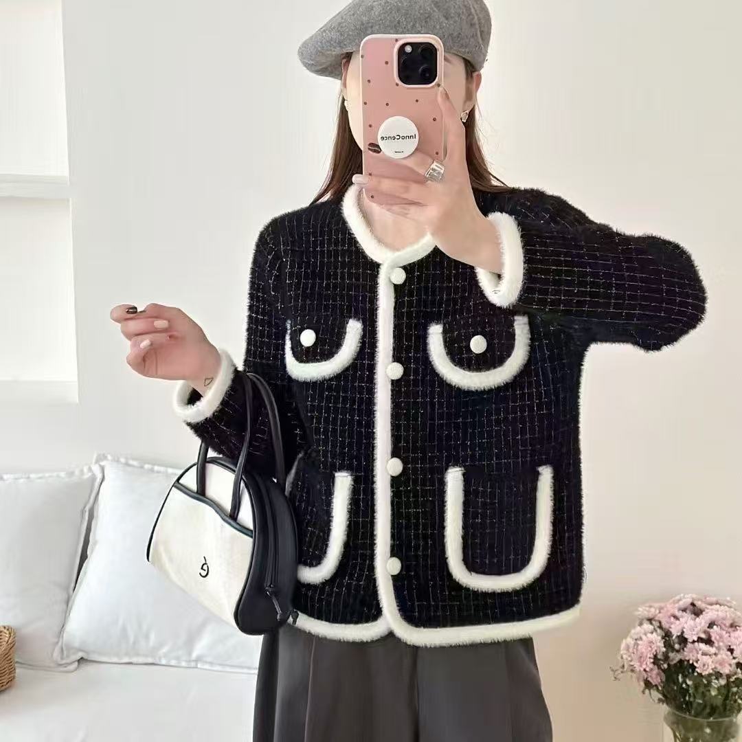 AutumnWinter New Arrival French Chic Mink Fur High-End Elegant Knitted Cardigan