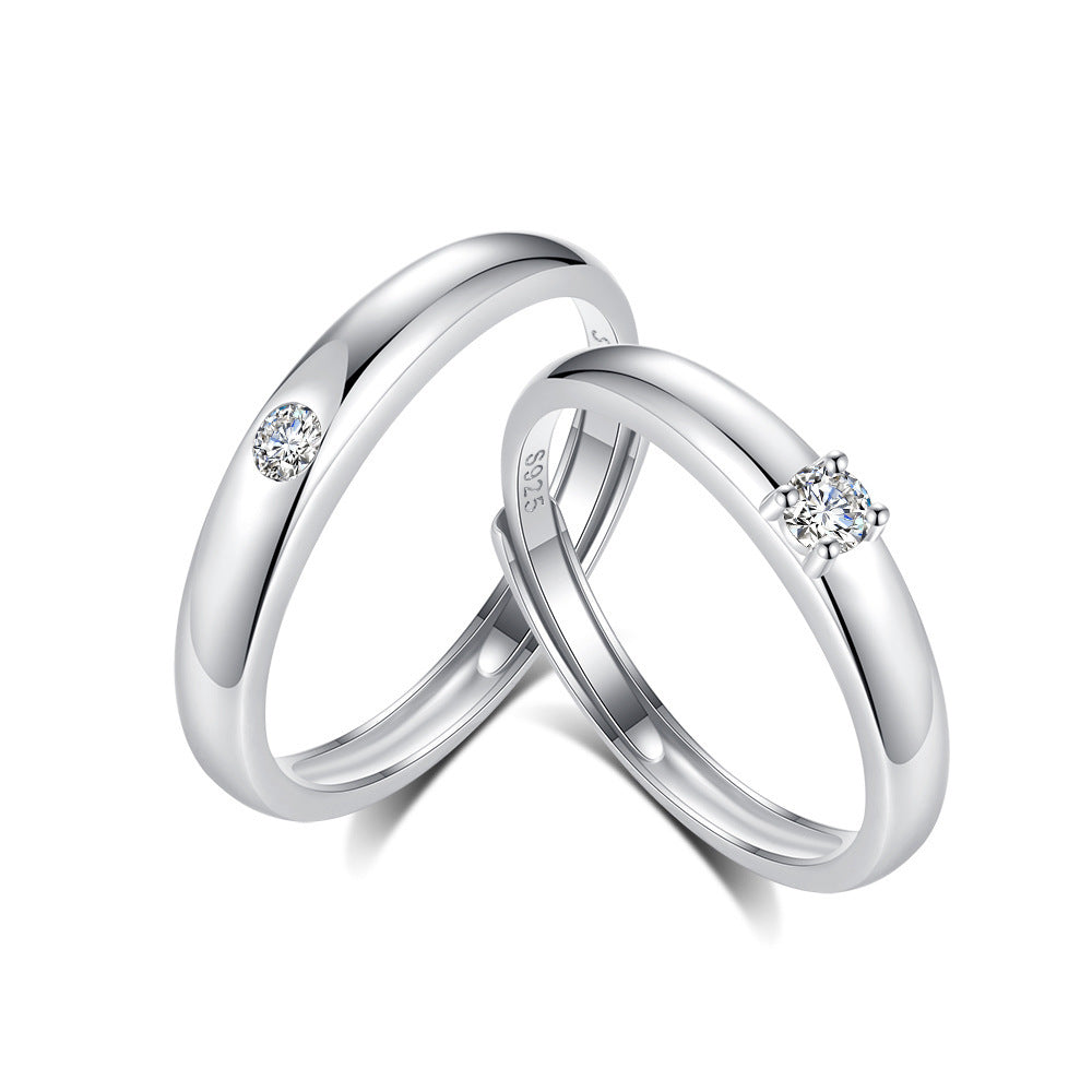 Ring Flash Single Zircon Couple Ring Men And Women Niche Opening Couple Rings